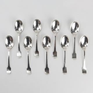 Appraisal: Nine Antique Shreve Co Hand Hammered Sterling Silver Teaspoons in