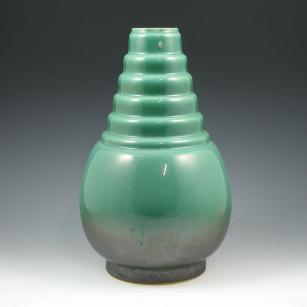 Appraisal: Roseville Futura - Bomb vase in green gloss with gunmetal