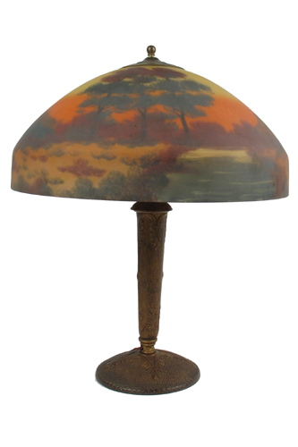 Appraisal: A PHOENIX TABLE LAMP The in diameter dome-shaped glass shade