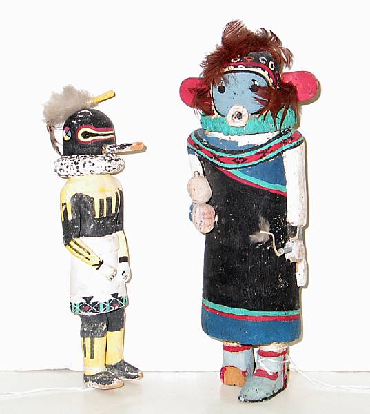 Appraisal: Two Hopi kachina dolls height and in