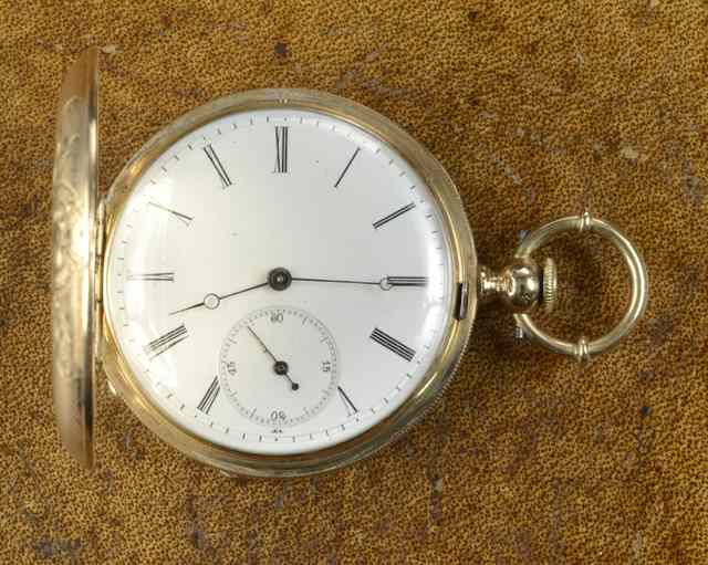 Appraisal: EIGHTEEN KARAT GOLD HUNTER CASE POCKET WATCH Emile Jacot Le