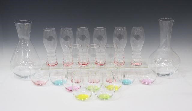 Appraisal: lot of Riedel multicolor and colorless glasses and decanters including