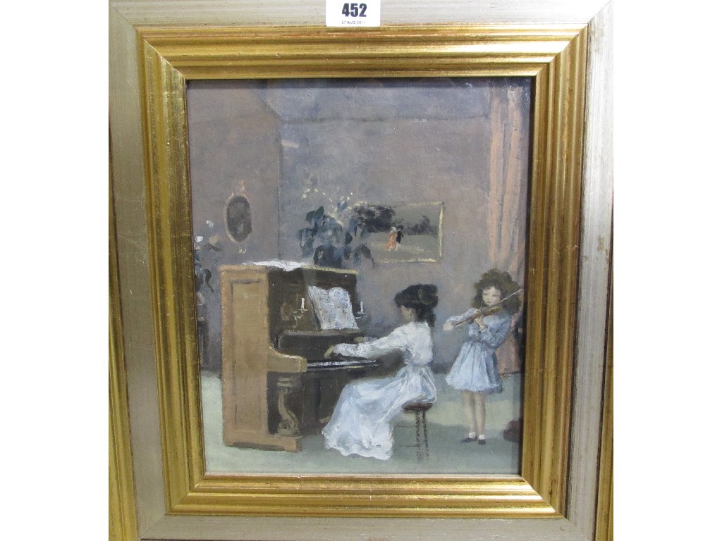 Appraisal: Oil on board 'The Music Lesson' unsigned