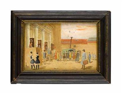 Appraisal: American School th century two small paintings bath house and