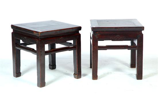 Appraisal: PAIR OF LOW TABLES China th century elm Dark brown