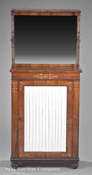 Appraisal: A Late Regency Rosewood and Marquetry Chiffonnier early th c