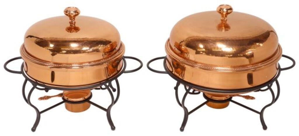 Appraisal: lot of Copper-plated chafing service dishes Star Home Designs retailed