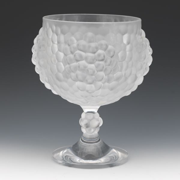 Appraisal: LALIQUE FROSTED GLASS GRAPE VASE x Molded glass vase with