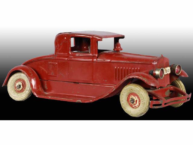 Appraisal: Pressed Steel Red Kingsbury Fire Chief Toy Coupe Description Headlight