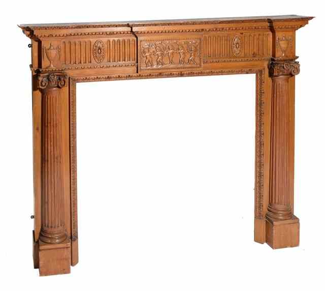 Appraisal: AN OLD ADAM STYLE FIREPLACE with carved rosette and figure