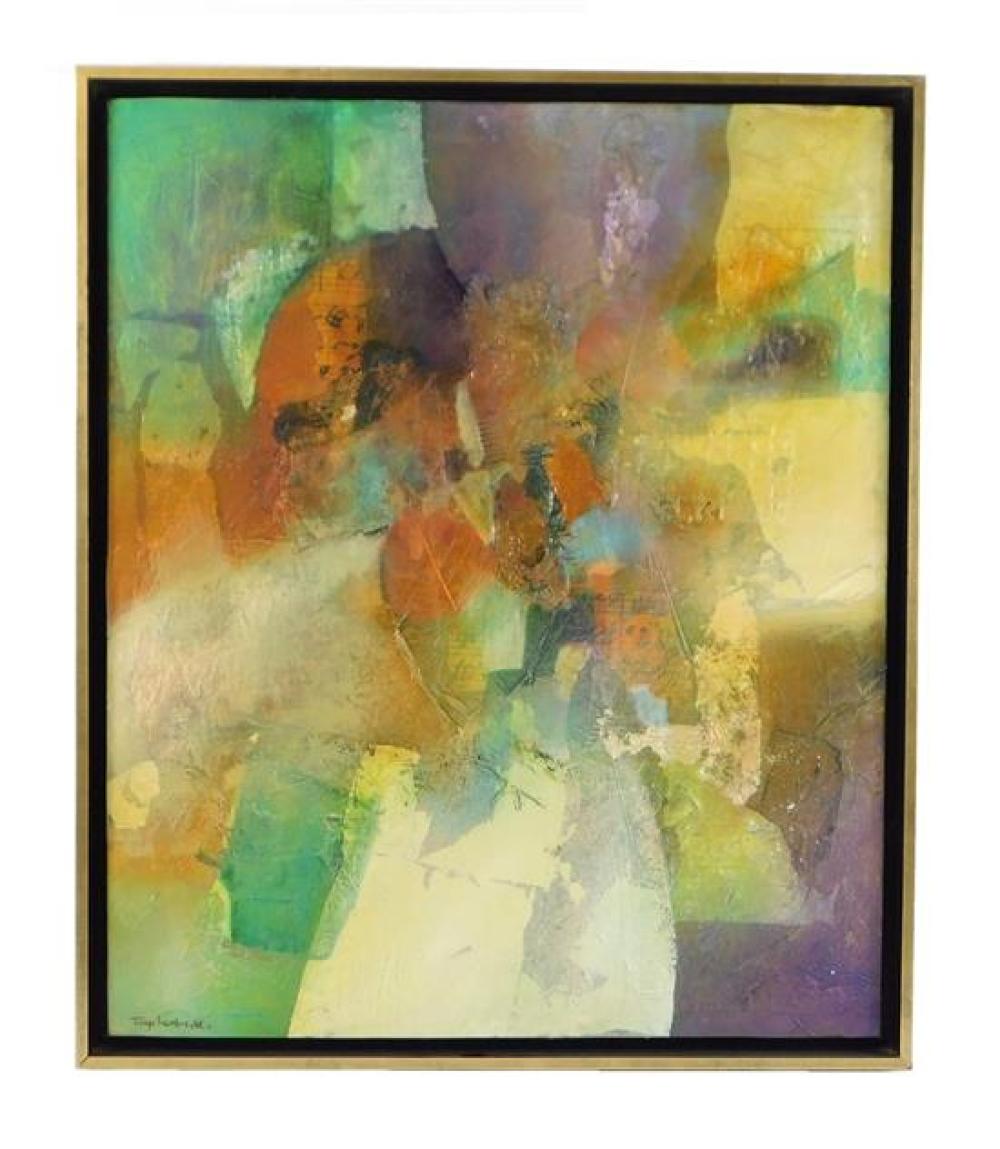 Appraisal: Tonya Lambrecht American th C mixed media on canvas abstract