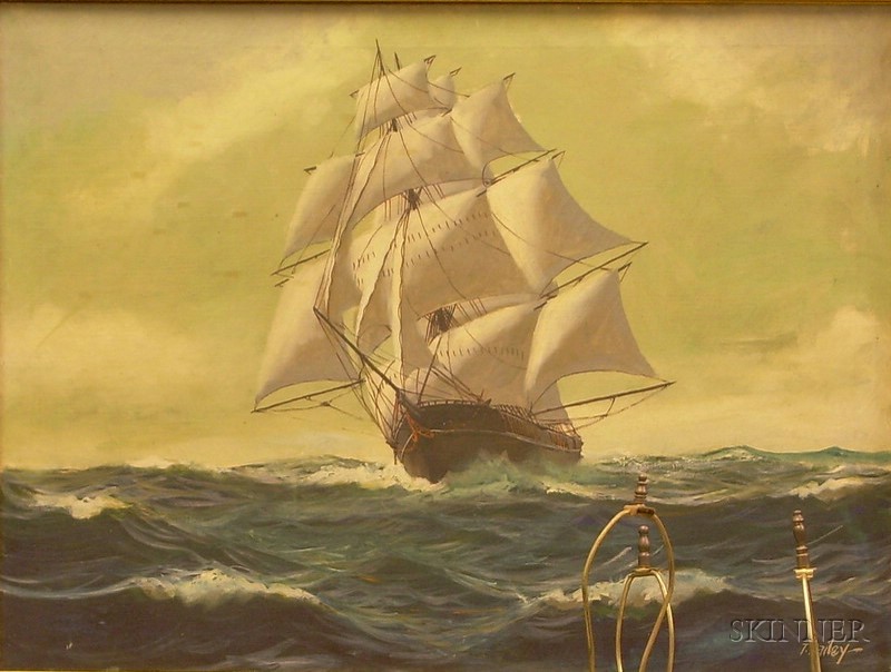 Appraisal: Framed Oil on Canvas of a Ship inscribed T Bailey-