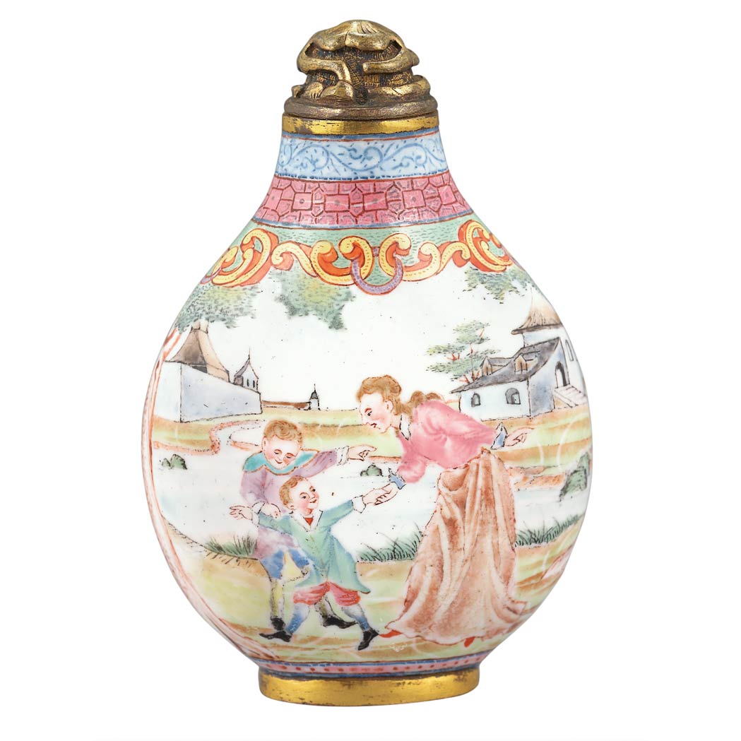 Appraisal: Chinese Enamel Snuff Bottle Qianlong Four-Character Mark and of the