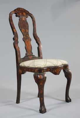 Appraisal: An Antique Dutch Inlaid Side Chair In the form popularized