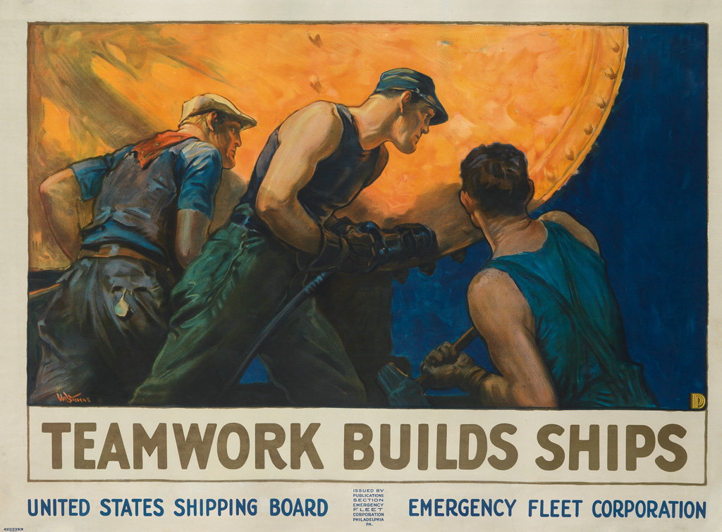 Appraisal: WILLIAM DODGE STEVENS - TEAMWORK BUILDS SHIPS Circa x inches