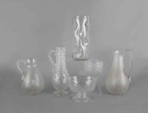 Appraisal: Colorless glass to include a quilted ewer and bowl etc