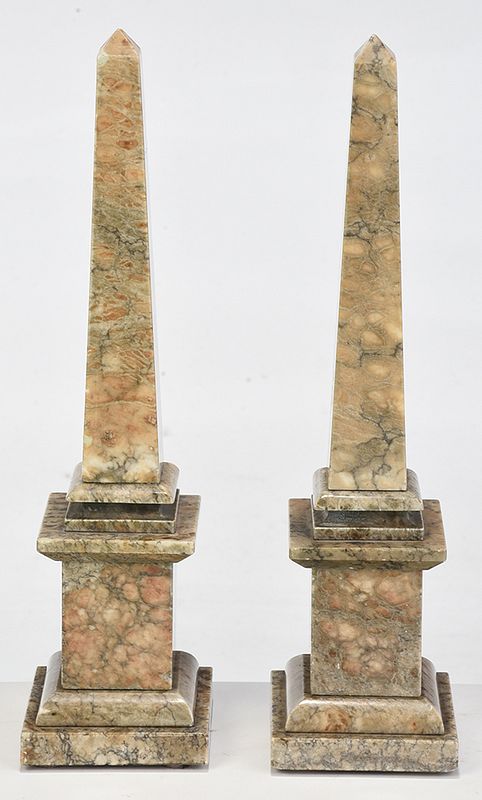 Appraisal: Pair of Marble Obelisks Continental th th century of typical