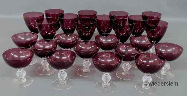 Appraisal: Set of amethyst Morgantown golf ball'' glassware to include goblets