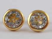 Appraisal: A pair of yellow metal tests carat gold aquamarine earrings