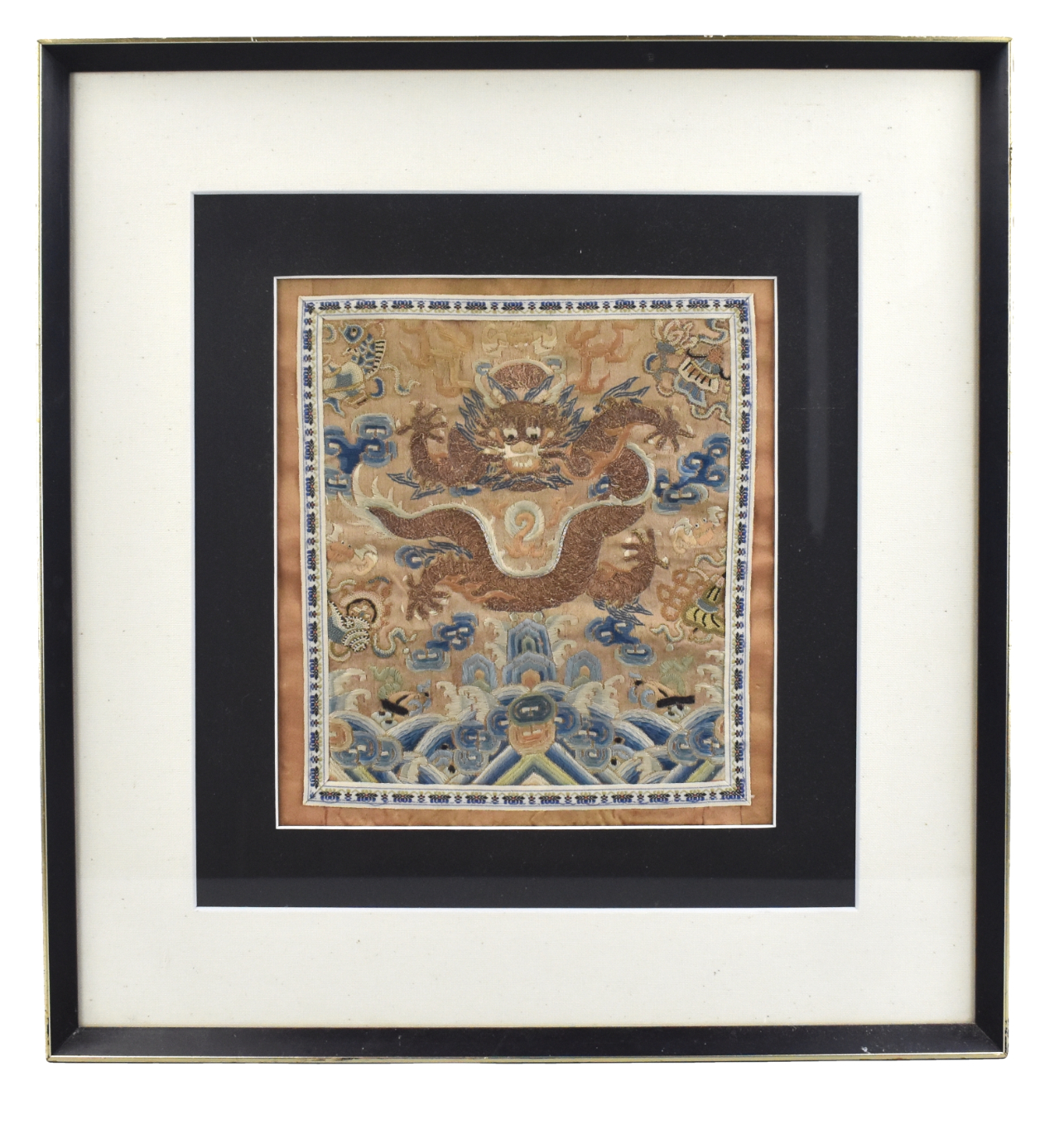 Appraisal: Chinese th C a square embrodiery Buzi featuring a five