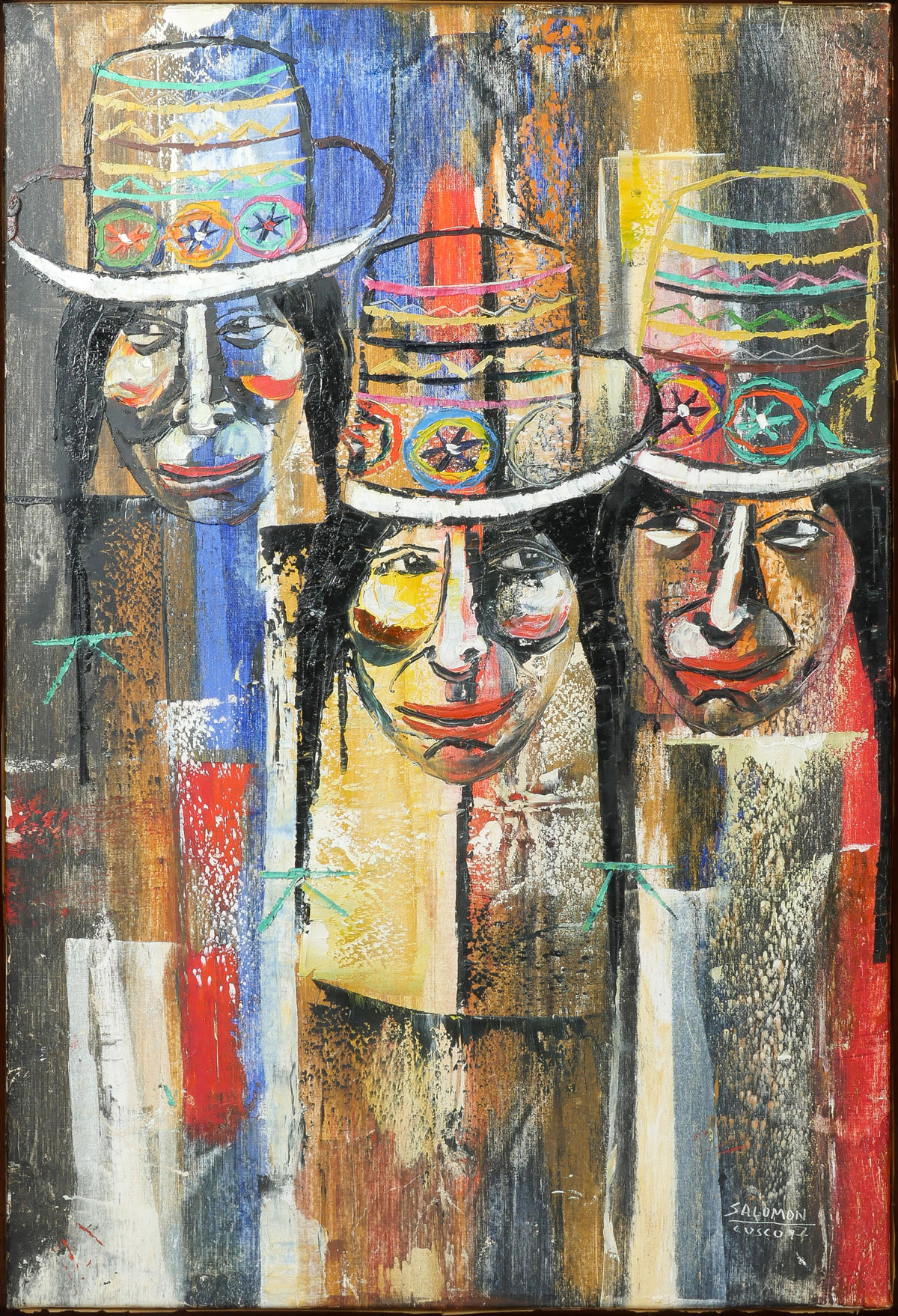 Appraisal: ZORRILLA Amilcar Salomon th Century Three Faces in Hats Oil