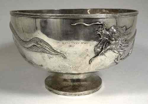 Appraisal: An early th Century Chinese silver circular punch bowl boldly