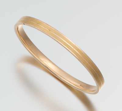 Appraisal: A Ladies' Gold Bangle Bracelet by Krementz Co k gold