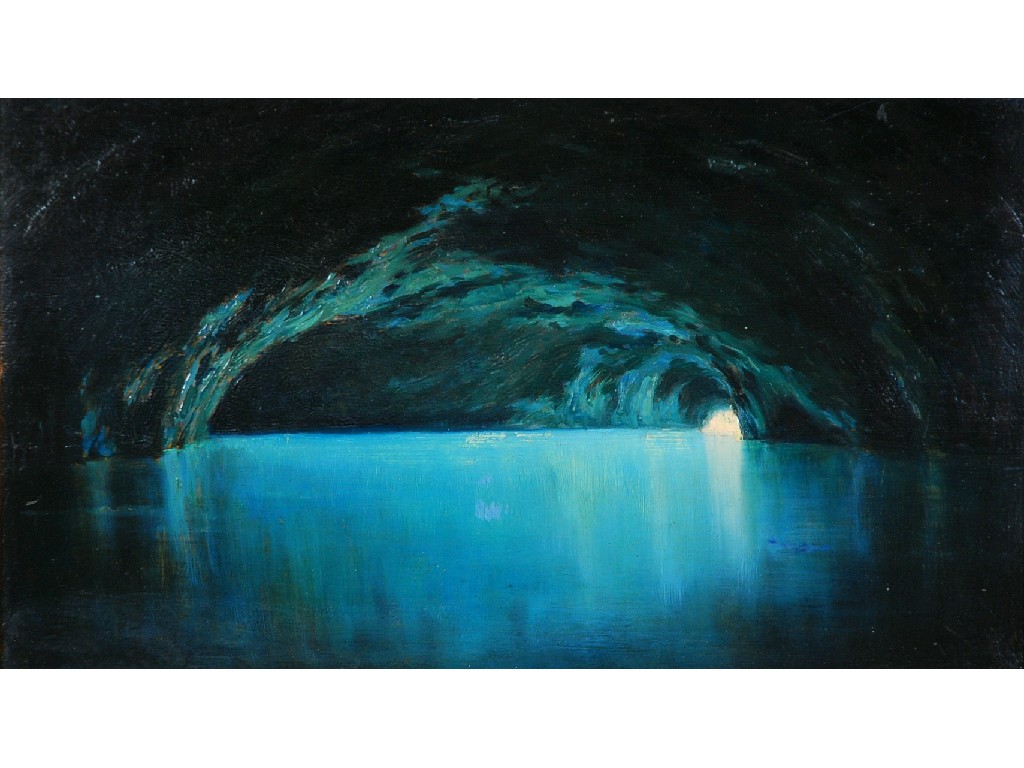 Appraisal: HOLGER HVIFELDT JERICHAU DANISH - OILPAINTING ON PANEL Blue grotto