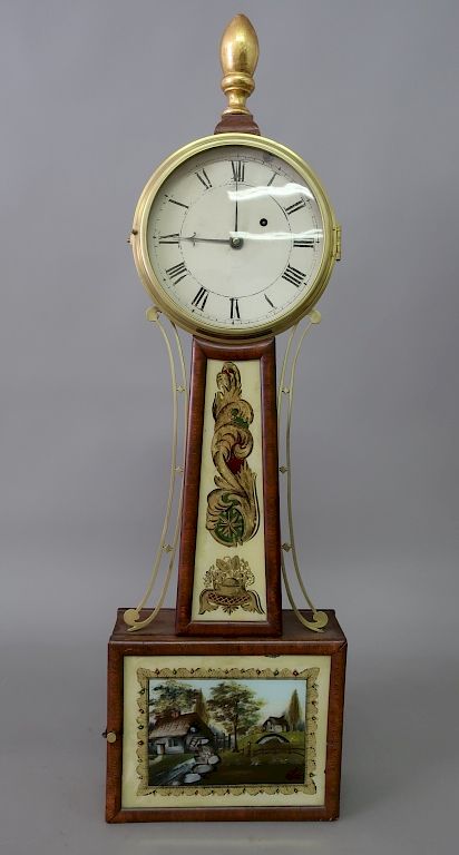 Appraisal: Mahogany Banjo Clock Mahogany banjo clock th c with reverse