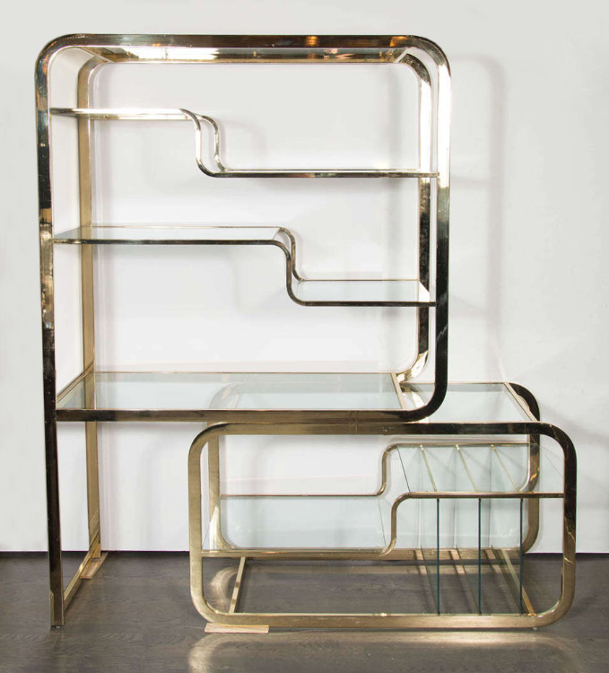 Appraisal: MILO BAUGHMAN BRASS ETAGERE FOR D I A Multi level