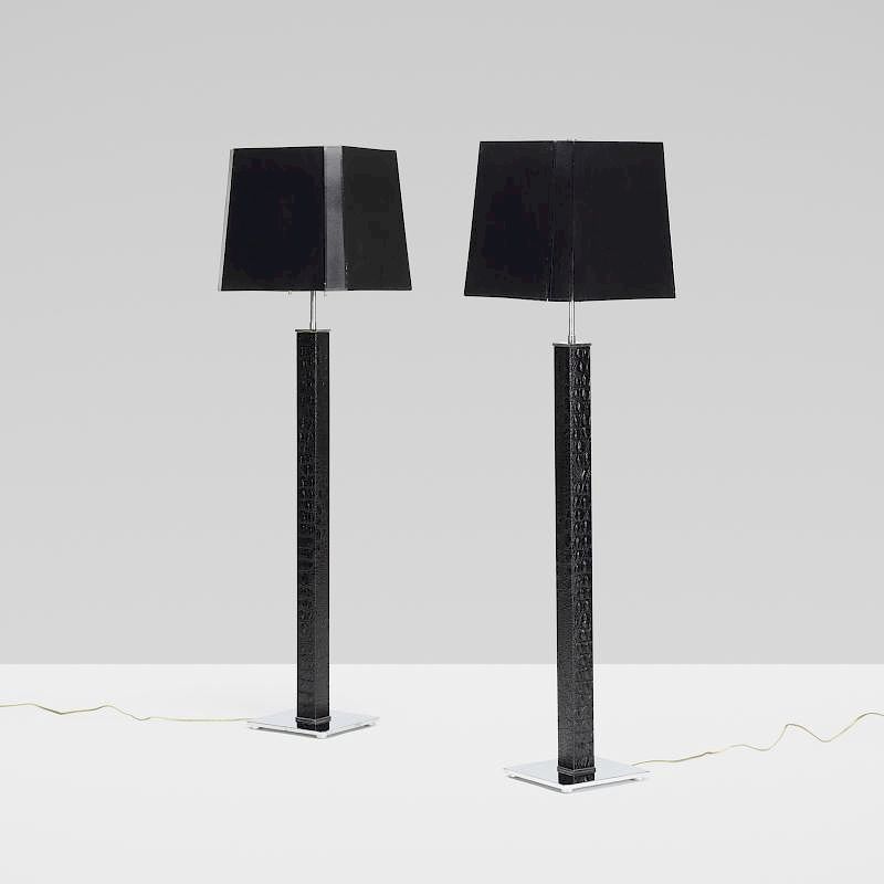 Appraisal: Karl Springer Square Column floor lamps pair Karl Springer Square