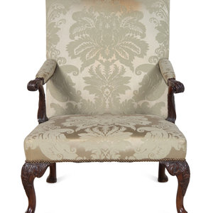 Appraisal: A George II Carved Mahogany Library Chair Circa Height x