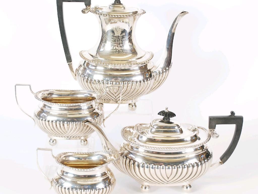 Appraisal: EDWARDIAN SILVER TEA AND OFFEE SERVICE OF FOUR PIECES OF