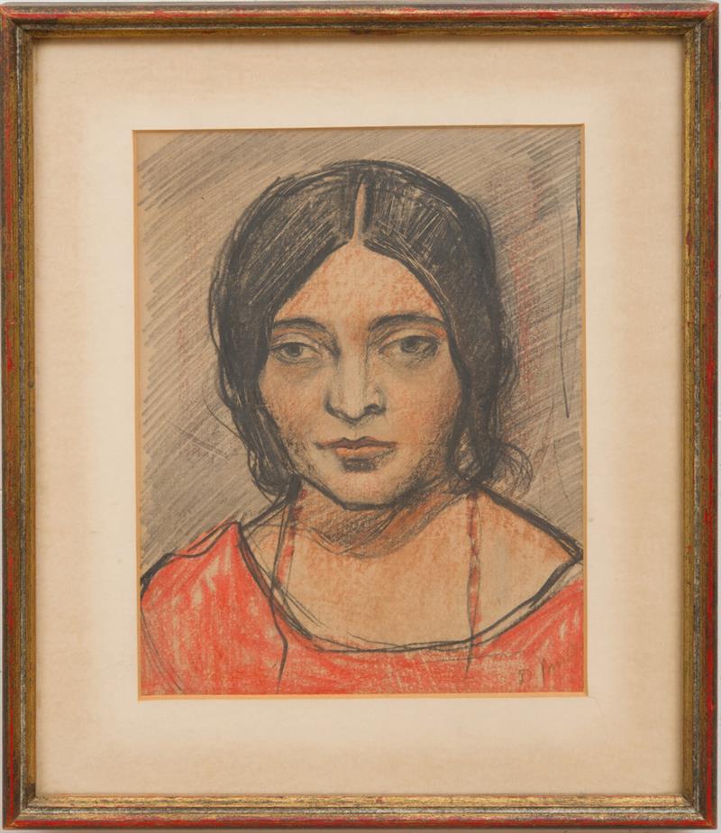 Appraisal: David Burliuk - Portrait of a Woman Crayon on paperboard