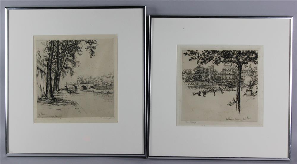 Appraisal: EUGENE BEJOT FRENCH - THREE PARISIAN SCENES Etching x in