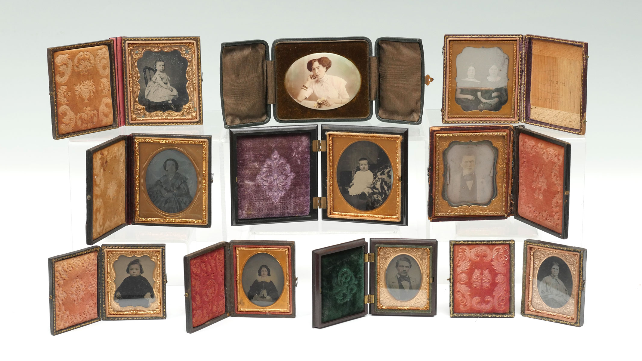 Appraisal: PC DAGUERREOTYPES TIN TYPE COLLECTION Comprising daguerreotypes Tin types photo