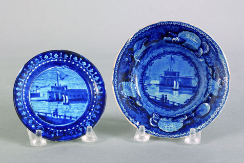 Appraisal: Historical blue Staffordshire cup plate and toddy plate th c