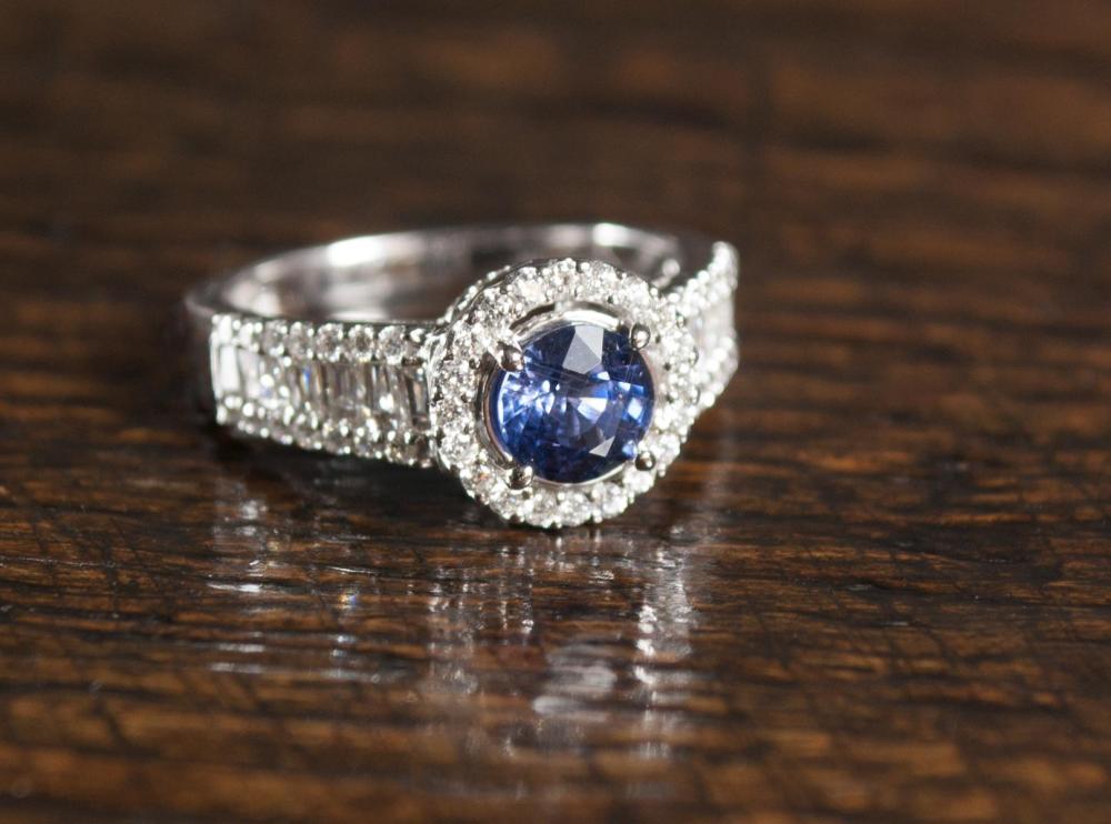 Appraisal: COLOR CHANGE SAPPHIRE AND DIAMOND RING with GIA Sapphire Report