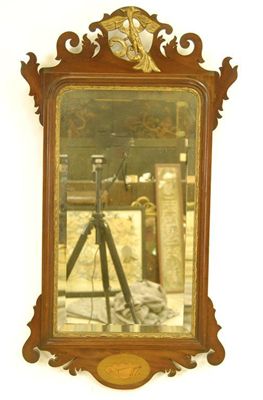 Appraisal: A late th century mahogany fret frame parcel gilt and