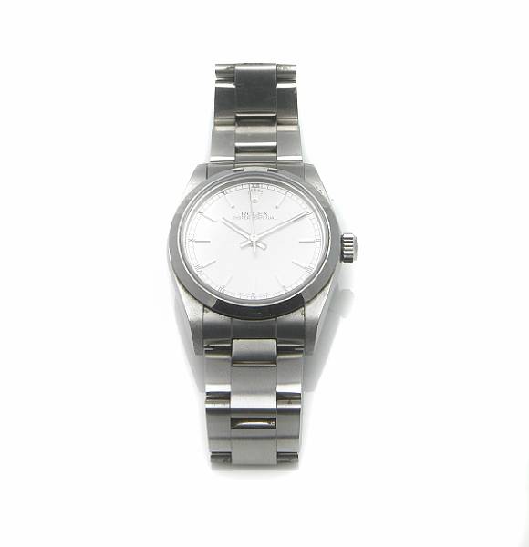 Appraisal: Rolex A mid-size stainless steel self-winding bracelet watch Oyster Perpetual