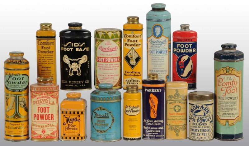 Appraisal: Lot of Foot Powder-Related Tins Description Grouping includes several hard-to-find