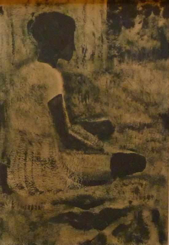 Appraisal: RAY CROOKE BORN Native Sitting oil on paper on card