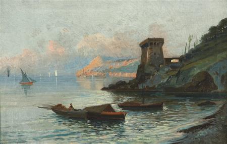 Appraisal: Oscar Ricciardi Italian - Ships Off the Amalfi Coast at