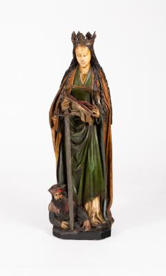 Appraisal: A Renaissance style polychrome figure of the crowned Madonna circa