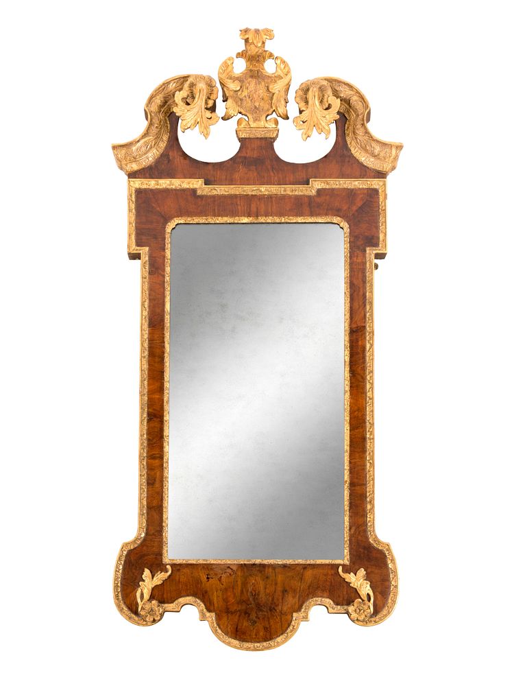 Appraisal: A George II Parcel Gilt Walnut Mirror A George II