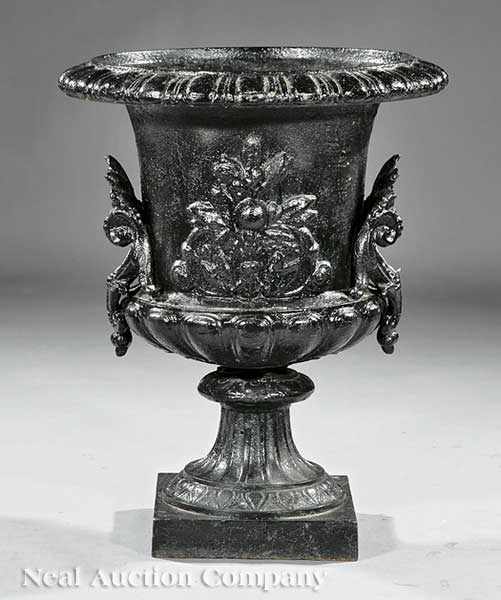 Appraisal: An American Cast Iron Garden Urn th c molded rim