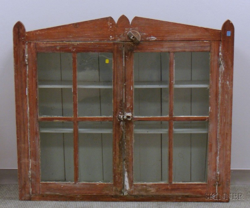 Appraisal: Country Glazed Painted Wood Two-Door Cabinet the interior with two