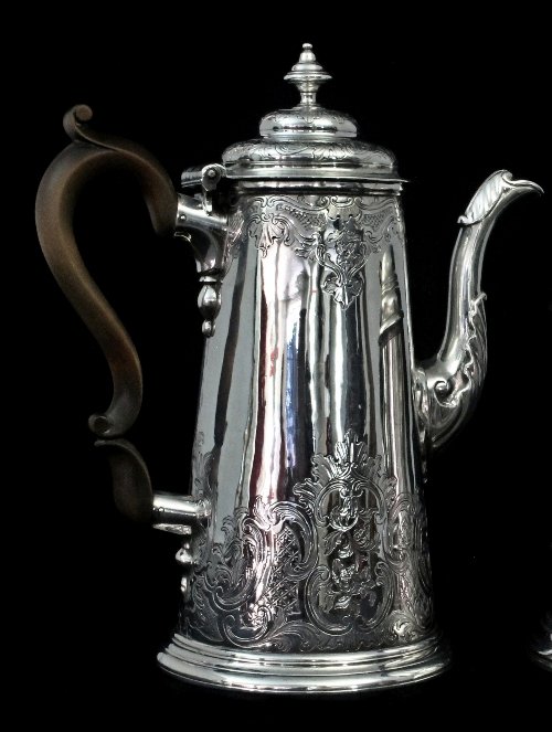 Appraisal: A George II silver coffee pot Isaac Cookson Newcastle of