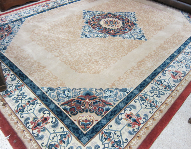 Appraisal: CONTEMPORARY CHINESE CARPET centering a large single medallion on plain