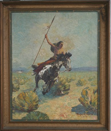 Appraisal: BAKKE Magnus D American th C Indian Warrior on Horseback